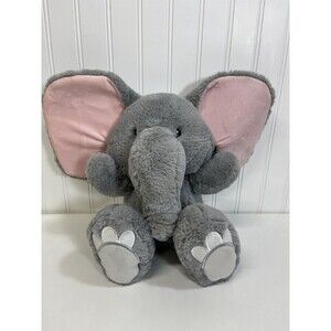 Gund Plush Elephant Big Floppy Ear Stuffed Toy Gray/Pink 11"Nursery Animal Decor